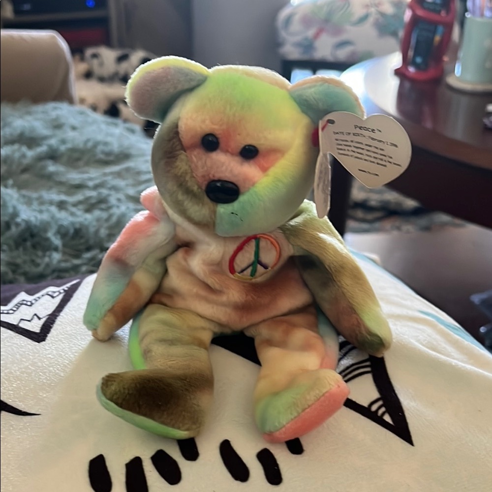 Ty Multicolor Peace Bear Plush